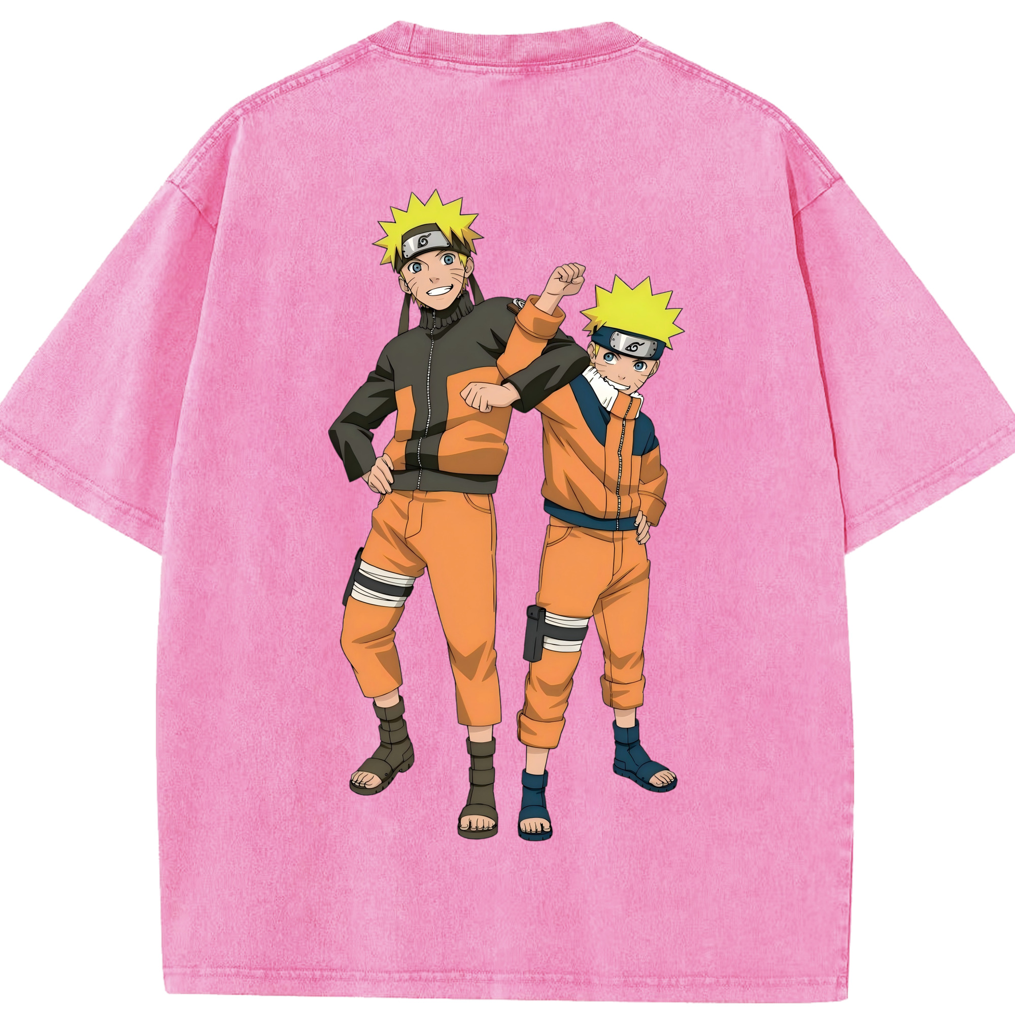 （画像用） NARUTO -ナルト- うずまき ナルト Uzumaki Naruto 綿100% ヴィンテージ風 半袖Tシャツ（背面プリント）